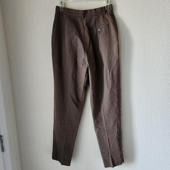CALVIN KLEIN Vintage women brown taupe trousers Sz 6 High Waist Ankle Length - Picture 2 of 8
